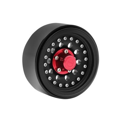 BrewJa 1/10Metal 1.9 Beadlock Wheel Hub Rim Compatible with 1/10 RC Crawler Axial SCX10 III Capra 90046 AXI03007 TRX4 RedCat D90 D110 (Color : 1pcs Black Red)
