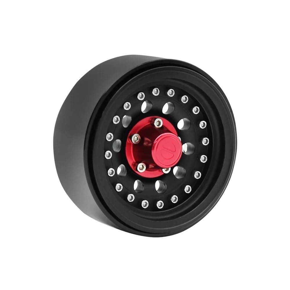 BrewJa 1/10Metal 1.9 Beadlock Wheel Hub Rim Compatible with 1/10 RC Crawler Axial SCX10 III Capra 90046 AXI03007 TRX4 RedCat D90 D110 (Color : 1pcs Black Red)