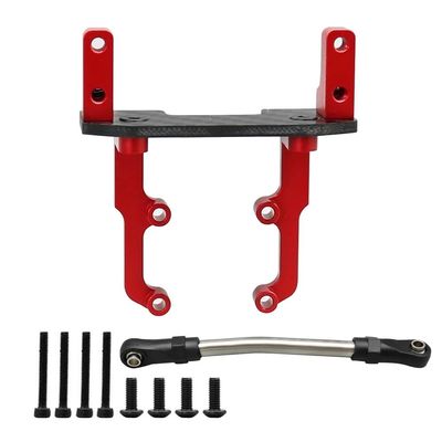 BrewJa Carbon Fiber Metal Servo Mount Stand with Steering Link Compatible with 1/10 RC Crawler Car Axial SCX10 II 90046 AR44 Axle Upgrade Parts (Color : Red)