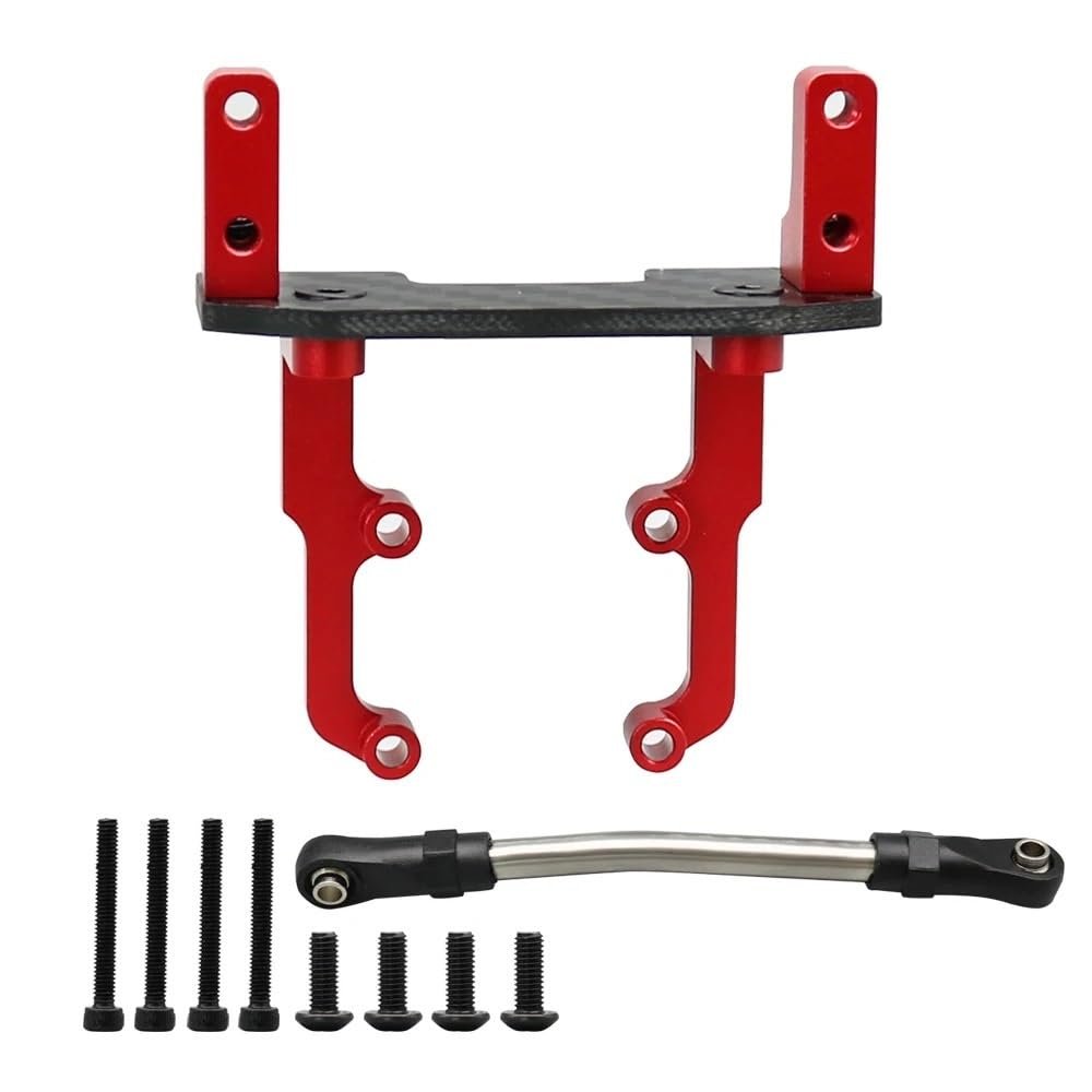 BrewJa Carbon Fiber Metal Servo Mount Stand with Steering Link Compatible with 1/10 RC Crawler Car Axial SCX10 II 90046 AR44 Axle Upgrade Parts (Color : Red)