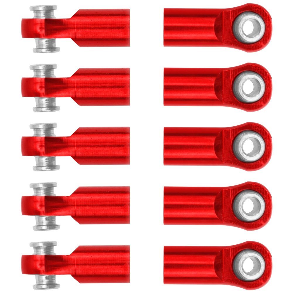 10Pcs ShareGoo M4 Ball Joint,M4 Tie Rod End 4mm Thread 4.0xL22mm Ball Head Holder Link Compatible with Arrma kraton Senton Axial SCX10 Traxxas 1/10 RC Car (Red)