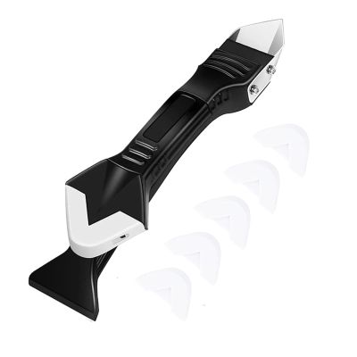 AVIMYA Silicone Scraper Glue Remover Knife Angle Beauty Crevice Spatula Tool Grout Scraper Kit 5in1 Multifunction Coner Caulking Tool (Color : Black)