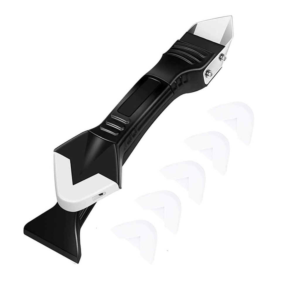 AVIMYA Silicone Scraper Glue Remover Knife Angle Beauty Crevice Spatula Tool Grout Scraper Kit 5in1 Multifunction Coner Caulking Tool (Color : Black)
