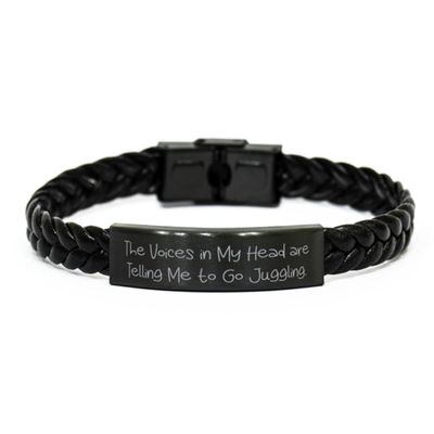 Best Juggling Gifts, The Voices in My Head are Telling Me to Go, Birthday Braided Leather Bracelet For Juggling from Friends, Birthday gift for her, Jewelry