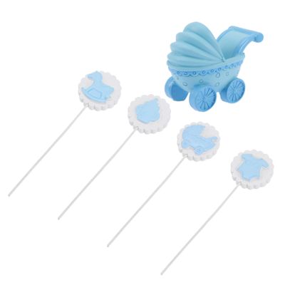 OFFSCH 5pcs Stroller Cake Toppers for Shower Birthday Party Decorations Cute Car Bottle Flags for Creating Fun Atmosphere at Celebrations
