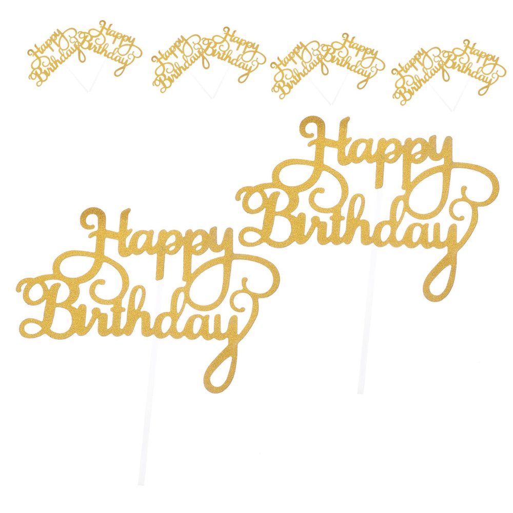 10pcs Cake Decor Cake Inserts Happy Birthday Toppers Acrylic Dessert Topper Cupcake Topper Decoration Happy Birthday Cake Cards Cake Decor Insert Card Paper Style