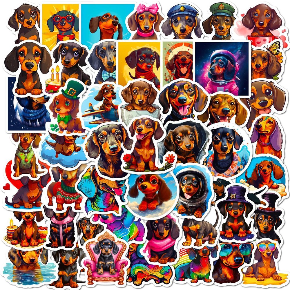 100 Pcs Dachshund Stickers for Teens,Adults Waterproof Funny Weiner Dog Stickers for Computer Phone Water Bottle Bike Luggage Guitar