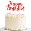 BEISHIDA Red happy birthday Cake Topper, Happy Birthday Cake Bunting Decor,Birthday Party Decoration SuppliesPhoto Booth Props view 1