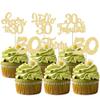 30Pcs Happy 30th Birthday Cupcake Toppers Gold Glitter Thirty Cheers to 30 Birthday Cupcake Picks for Happy 30th Birthday Anniversary Party Cake Decorations Supplies view 1