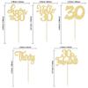 30Pcs Happy 30th Birthday Cupcake Toppers Gold Glitter Thirty Cheers to 30 Birthday Cupcake Picks for Happy 30th Birthday Anniversary Party Cake Decorations Supplies view 2