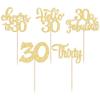 30Pcs Happy 30th Birthday Cupcake Toppers Gold Glitter Thirty Cheers to 30 Birthday Cupcake Picks for Happy 30th Birthday Anniversary Party Cake Decorations Supplies view 3