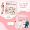 Costzon Kids Kitchen Playset, Double-Sided Wooden Play Kitchen Toy Set w/Realistic Sound, Oven, Ice Cube Dispenser, Utensils, Sink, Large Storage Space, Pretend Chef Cooking Set for Toddlers (Pink) view 2
