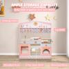 Costzon Kids Kitchen Playset, Double-Sided Wooden Play Kitchen Toy Set w/Realistic Sound, Oven, Ice Cube Dispenser, Utensils, Sink, Large Storage Space, Pretend Chef Cooking Set for Toddlers (Pink) view 4