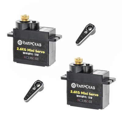 RampCrab Steering Servo with Servo Horn for AX24 SCX24 RC Car, Upgrade Parts for Axial SCX24, AX24, Black Horn, 2 Sets