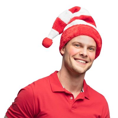 Boland 13304 Santa Hat Plush with Bobble Elves Santa Claus