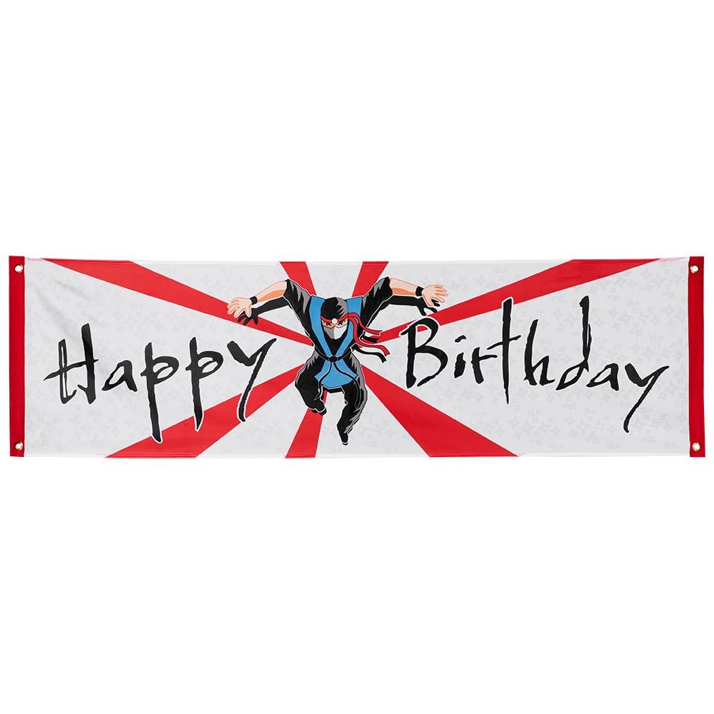 Boland 50422 Happy Birthday Banner Ninja Polyester Decoration Theme Party Hanging Decoration
