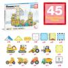 PicassoTiles Magnet Tiles Magnetic Building Blocks with 8 Construction Vehicles Crank Truck Excavator Bulldozer Road Roller Concrete Mixer Tractor Dump Truck Forklift Toys Learning Kids Ages 3+ PTQ11 view 3