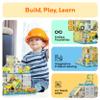 PicassoTiles Magnet Tiles Magnetic Building Blocks with 8 Construction Vehicles Crank Truck Excavator Bulldozer Road Roller Concrete Mixer Tractor Dump Truck Forklift Toys Learning Kids Ages 3+ PTQ11 view 4