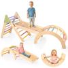 aiwo 7-in-1 Pikler Triangle Set Toddler Climbing Toys Indoor, Montessori Baby Climbing Gym, Climbing Set for Toddlers 1-3 Jungle Gym view 1