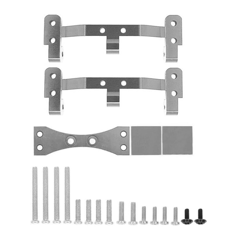BrewJa Metal Link Rod Mount Base and Axle Up Servo Bracket Mount Compatible with WPL C14 C24 C34 C44 C54 1/16 RC Car Upgrade Parts (Color : Grey)