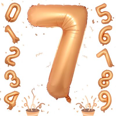 Number 7 Balloon for Boys, Giant Orange Self Inflating Number 0-9 Set Decor for Girls, 40 Inch Foil Helium 7 Balloon for 7th Birthday Party Anniversary Celebration Wedding Party Decorations Supplies