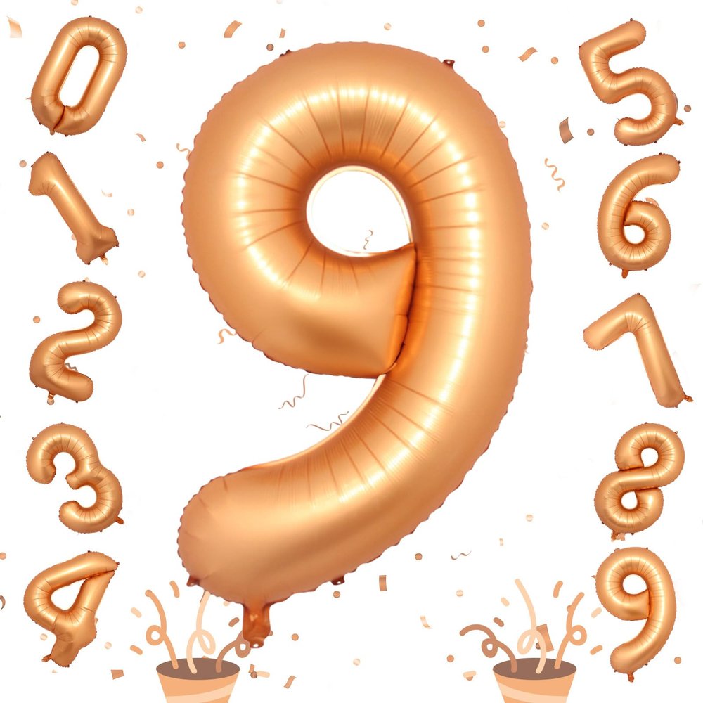 40 Inch Number 9 Balloons for Boys, Orange Big 9th Birthday Number Balloons Decor, Helium Self Inflating Foil 9 Balloons for Girls Birthday Anniversary Celebration Wedding Party Decorations Supplies