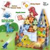 BINZKBB Magnetic Tiles Building Blocks,Lighted 3D Clear Educational STEM Construction Set,Preschool Sensory Magnet Dinosaur Creativity Toys for Kids Age 3 4 5 6 8+ Years Old Girls Boys Toddlers view 3