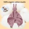okdiy Organic Cotton Bunny Loveys for Babies,Newborn Baby Lovey Security Blanket,Lovies for Babies New Born Baby Unique Neutral Gifts Boys and Girls (Bunny-Baby Pink) view 2