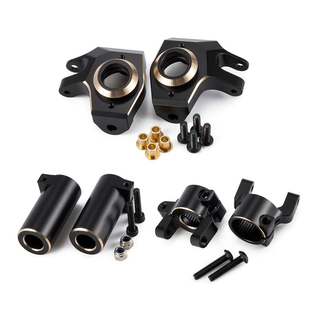 AMK 178g SCX10 II Brass Upgrades Kit C Hub Caster Blocks Steering Knuckles Clamping Lockouts for Front Axle for 1/10 RC Crawler Axial SCX10 AR44 Front Axle Counter Weights