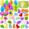 24 Pack Prefilled Easter Eggs with Squishy Dinosaur Toys inside for Kids, Easter Basket Stuffers Fillers Mochi Stress Relief Toys for Easter Hunt, Party Favor, Easter Gifts, Classroom Prizes view 1