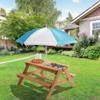 Casafield Children's Sand and Water Activity Table, 3-in-1 Wooden Outdoor Picnic Table with Umbrella, 2 Play Boxes and Removable Lid, Natural view 2