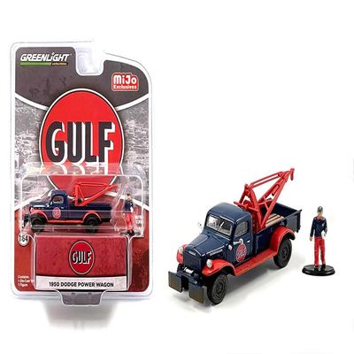 1950 Power Wagon Tow Truck Dark Blue (Weathered) with Mechanic Figure Limited Edition to 3600 Pieces Worldwide 1/64 Diecast Model Car by Greenlight 51543