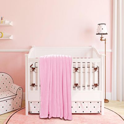 Reversible Unisex Baby & Toodler Throw Fleece Blanket for Crib/Stroller/Baby Bed (Baby Pink)