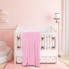 Reversible Unisex Baby & Toodler Throw Fleece Blanket for Crib/Stroller/Baby Bed (Baby Pink) view 1