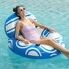 Sloosh Inflatable Pool Floats Lounger - Pool Floaties Blow Up Air Sofa Floating Chair with Big Backrest, Heavy Duty River Tubes Summer Lake Beach Water Float Raft Floaty for Adults (Blue White) view 1