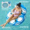 Sloosh Inflatable Pool Floats Lounger - Pool Floaties Blow Up Air Sofa Floating Chair with Big Backrest, Heavy Duty River Tubes Summer Lake Beach Water Float Raft Floaty for Adults (Blue White) view 3