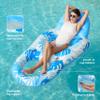SLOOSH Pool Lounge Float Adult, Inflatable Pool Floats Lounger Raft Floaties Water Floating Recliner Chair with Cup Holders Foot Rest Swimming Floaty, Blue view 4