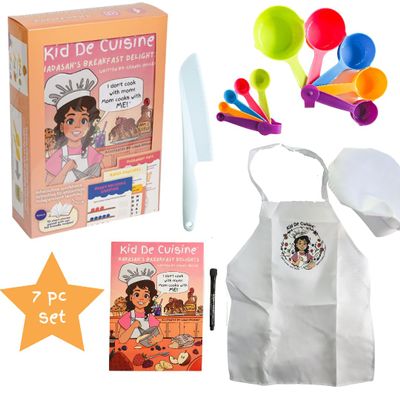 Kids Cooking Kit - Kid De Cuisine: Hadasah's Breakfast Delights | Children's Activity Kit - 7pc set with wipe clean cookbook/activity book included with 10 recipes