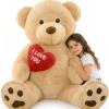 BENINY Giant Teddy Bear 52", Big Stuffed Animal with Heart, Large Brown Stuffed Bear Plush Toys for Kids, I Love You Valentines Gift for Girlfriend Wedding view 1