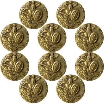 Saint Michael Guardian Angel Challenge Coin - Archangel Patron Saint of Police Officers, Christian Gift (Bulk Pack of 10)