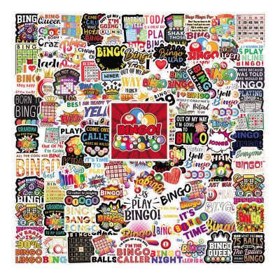 117Pcs Bingo Stickers Pack, Aesthetic Vinyl Waterproof Sticker Decals for Water Bottle,Laptop,Phone,Skateboard,Scrapbooking,Bumper Decor for Fans for Party Supply