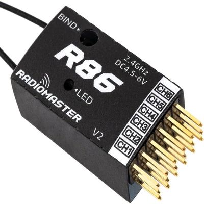 Xiangtat RadioMaster R86 2.4GHz 6CH Over 1KM SBUS Nano Receiver Compatible FrSky D8 TX12 TX16S Support Return RSSI (R86 V2 6CH Receiver)