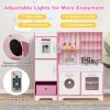 Costzon Kids Kitchen Playset, Wooden Little Chef Pretend Play Kitchen with Deluxe LED Lights, Coffee Maker, Ice Maker, Microwave, Oven, Play Phone, Toddler Kitchen Toy Set for Boys & Girls 3+ view 2