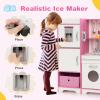 Costzon Kids Kitchen Playset, Wooden Little Chef Pretend Play Kitchen with Deluxe LED Lights, Coffee Maker, Ice Maker, Microwave, Oven, Play Phone, Toddler Kitchen Toy Set for Boys & Girls 3+ view 4