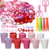 Arrowbash 230 Pcs Valentine Fine Motor Skills Sensory Bin Filler Includes 5 Style 214 Acrylic Gems 4 Tweezers 2 Scissors Clips 10 Cups for Early Education Sorting Counting Training Development view 1