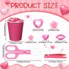 Arrowbash 230 Pcs Valentine Fine Motor Skills Sensory Bin Filler Includes 5 Style 214 Acrylic Gems 4 Tweezers 2 Scissors Clips 10 Cups for Early Education Sorting Counting Training Development view 2