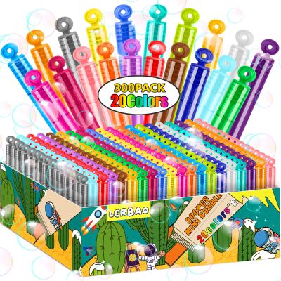 LerBao 300Pcs 20 Colors Mini Bubble Wands,Party Favors for Kids,Bulk Bubbles,Bath Time,Summer Outdoor Indoor,Themed Birthday,Christmas Wedding