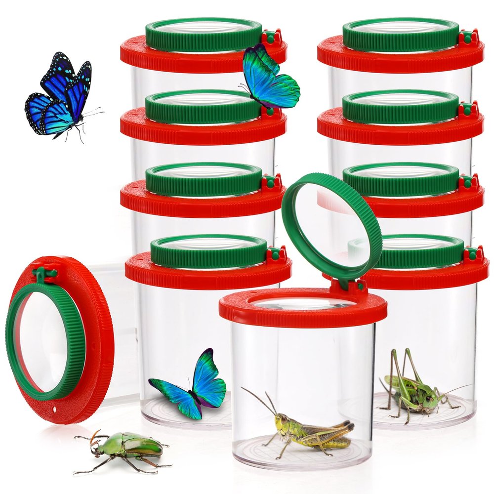 Coloch Set of 10 Insert Bug Viewer for Kids, Magnifying Insect Box, Bug Magnifier Container Critter Insect Bug Cage Bug Jar Bug Viewer Collecting Kit Bug Catcher Set