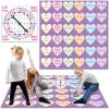 Hollowfly 2 Pcs Valentine Day Games for Kids Valentine Conversation Heart Party Bending and Twist Game with Bright Colors Conversation Hearts Game Mat Spinner for Valentine Day Party Classroom School view 1