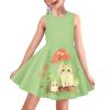 ZPINXIGN Kids Cute Clothes Cat Mushroom Dress for Girls 9-10 Summer Sleeveless Swing Dresses Kawaii Cat Outfits School Party Costume fot Toddler,Green view 1